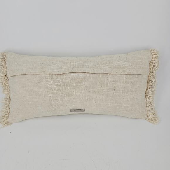 Bloomingville Boho Bohemian Cotton Lumbar Pillow Embroidery Fringe Multicolor - Picture 2 of 7